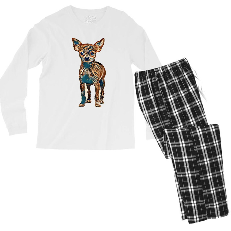 Short Haired Chihuahua In Front Of A White Background Men's Long Sleeve Pajama Set | Artistshot