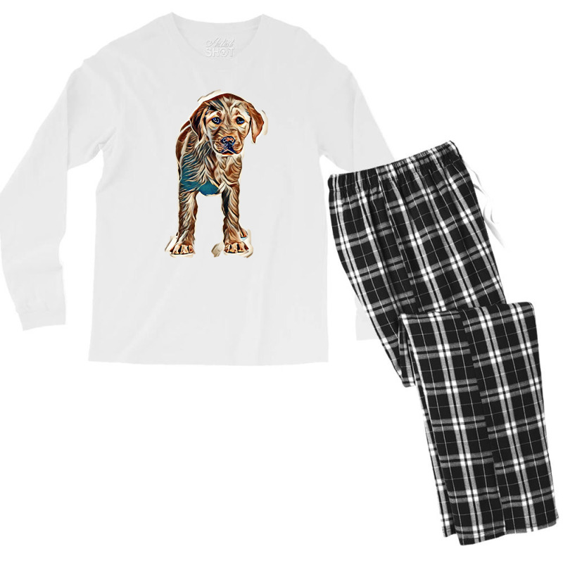 Labrador Puppy Isolated On White Background Men's Long Sleeve Pajama Set by Kemnabi | Artistshot