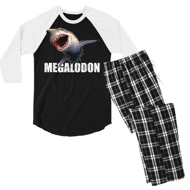 Mens Megalodon Shark Shirt Prehistoric Ocean Humor Gift Tee T Shirt Men's 3/4 Sleeve Pajama Set by swaratpoavonabil | Artistshot