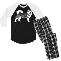 Malamute Wolf Alaskan Husky Siberian Husky Hoodie Men's 3/4 Sleeve Pajama Set | Artistshot