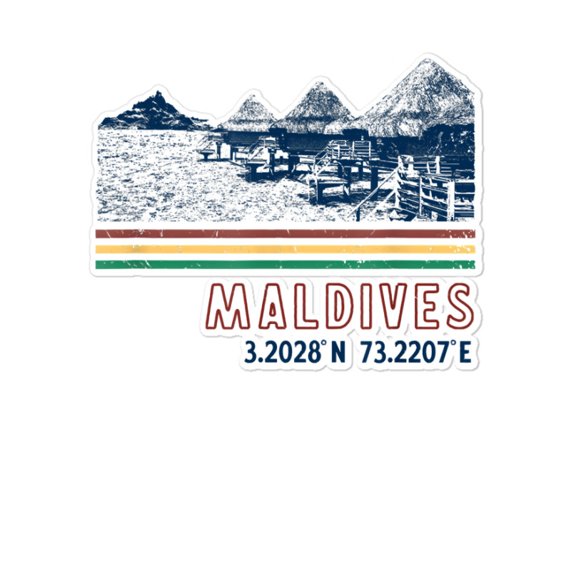 Maldives Bungalow Villas Retro T Shirt Sticker | Artistshot