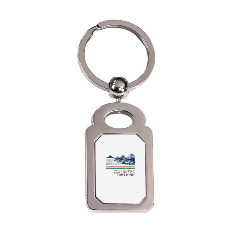 Maldives Bungalow Villas Retro T Shirt Silver Rectangle Keychain | Artistshot