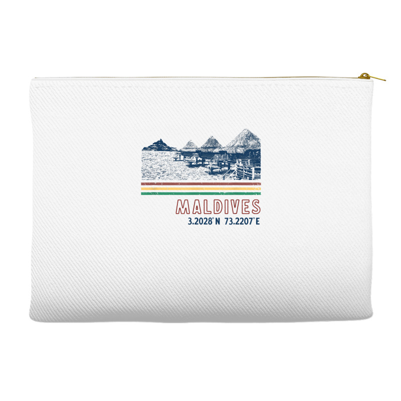 Maldives Bungalow Villas Retro T Shirt Accessory Pouches | Artistshot