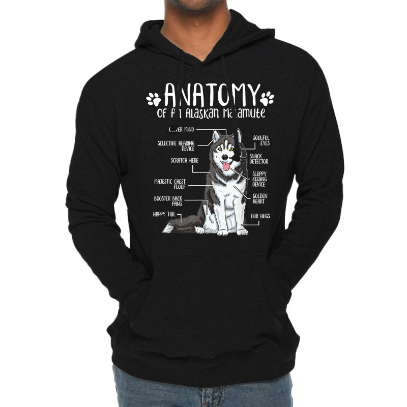 Funny Anatomy Alaskan Malamute Dog Lover T Shirt Lightweight Hoodie | Artistshot