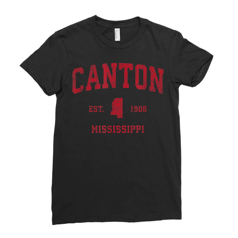 Canton Mississippi Ms Vintage Sports Design Red Print T Shirt Ladies Fitted T-shirt | Artistshot