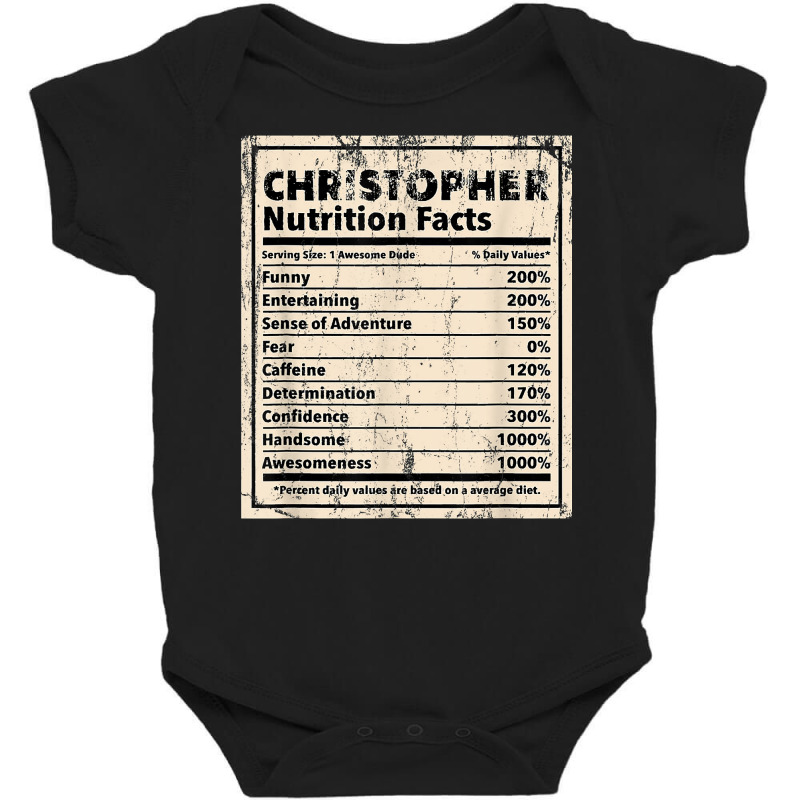 Christopher Nutrition Facts Funny Name Humor Nickname T Shirt Baby Bodysuit by dubrayhecallezhd | Artistshot