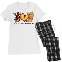 Peace Love Pumpkin Spice Funny Autumn Fall Season Women T Shirt Women's Pajamas Set | Artistshot