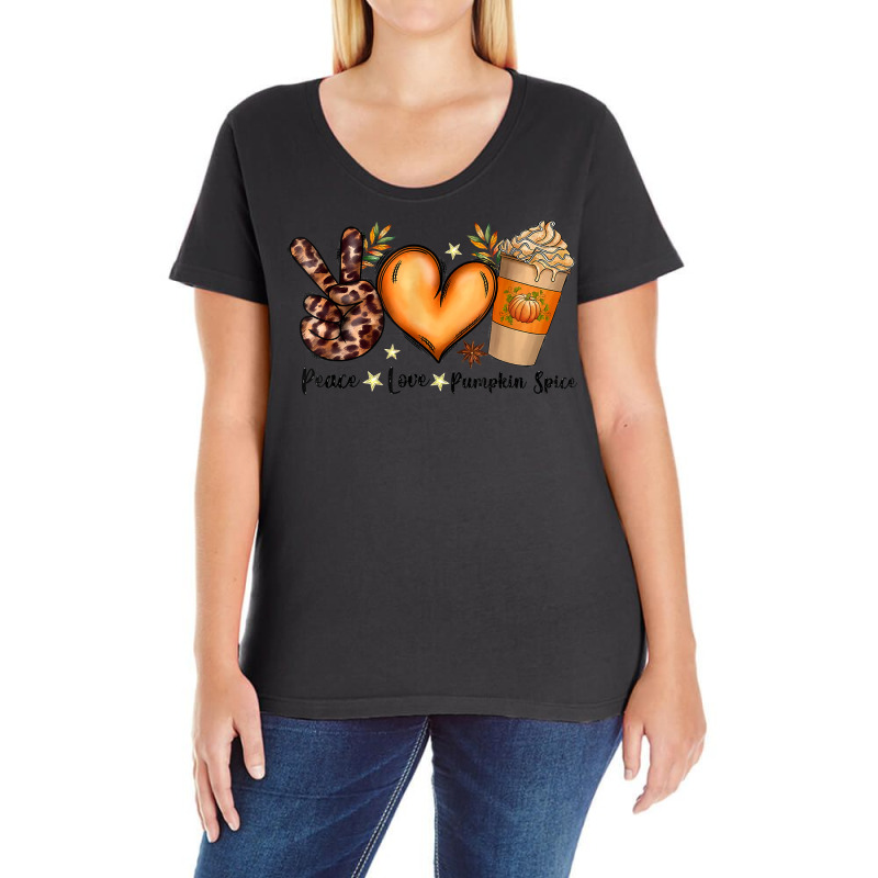 Peace Love Pumpkin Spice Funny Autumn Fall Season Women T Shirt Ladies Curvy T-Shirt by riogasehzilahiy | Artistshot