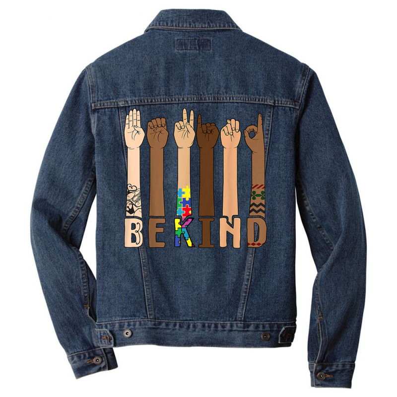 Be Kind Sign Language Hand Talking Teachers Interpreter Asl T Shirt Men Denim Jacket by RoyalStore | Artistshot