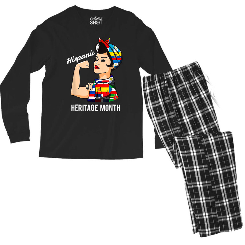 National Hispanic Heritage Month Woman Latin Culture Flags T Shirt Men's Long Sleeve Pajama Set by woestebjparmal | Artistshot