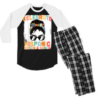 Retro National Latin Flags Hispanic Heritage Month Groovy T Shirt Men's 3/4 Sleeve Pajama Set | Artistshot