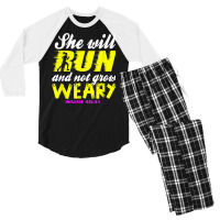 She Will Run And Not Grow Weary Cristian Faith Isaiah 4031 T Shirt Men's 3/4 Sleeve Pajama Set | Artistshot