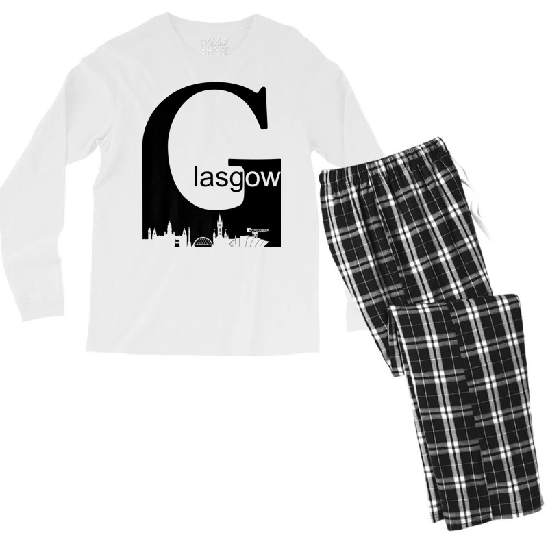 Glasgow Scotland City Skyline Silhouette Style Premium T Shirt Men's Long Sleeve Pajama Set | Artistshot