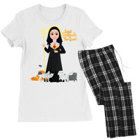 Womens St Gertrude Patron Saint Of Cats Lovers Great Nivelles V Neck T Women's Pajamas Set | Artistshot