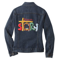 Christian True Story Christmas Nativity Jesus Christian Christmas 455  Ladies Denim Jacket | Artistshot