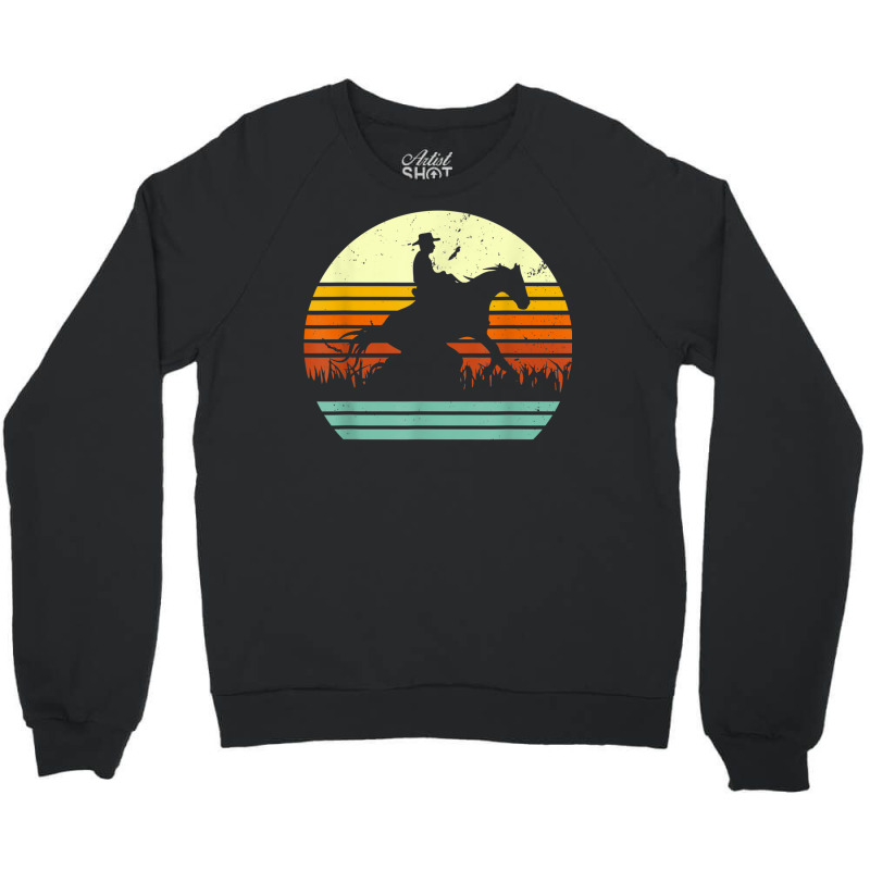 Western Cowboy Reining Horse Sliding Stop Retro Sun Style T Shirt Crewneck Sweatshirt | Artistshot