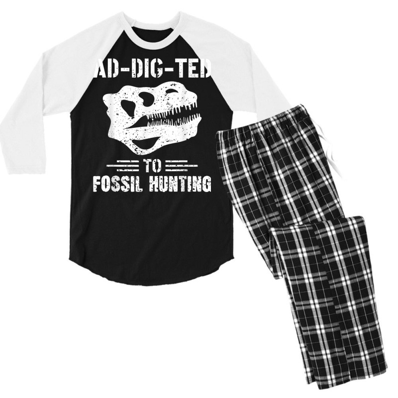 Ad Dig Ted To Fossil Hunting Fossil Tooth Hunter Shark Teeth T Shirt Men's 3/4 Sleeve Pajama Set | Artistshot