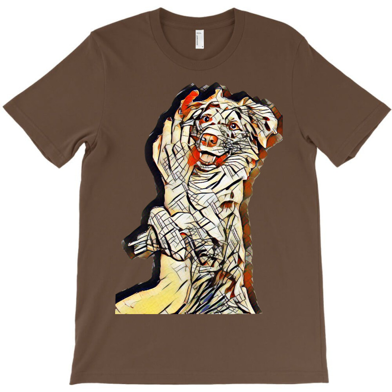 Beautiful Dog Smiling Embracing Girl's Arm. Australian Shepherd T-Shirt by Kemnabi | Artistshot