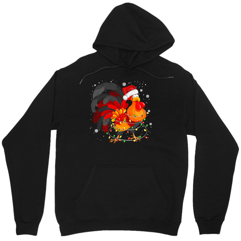 Chicken Cute Chicken Tree Christmas Light Funny Xmas Pajama Matching 1 Unisex Hoodie by pester | Artistshot