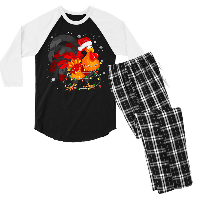 Chicken Cute Chicken Tree Christmas Light Funny Xmas Pajama Matching 1 Men's 3/4 Sleeve Pajama Set by pester | Artistshot