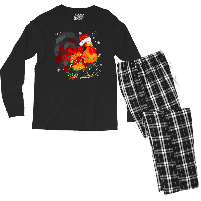 Chicken Cute Chicken Tree Christmas Light Funny Xmas Pajama Matching 1 Men's Long Sleeve Pajama Set by pester | Artistshot