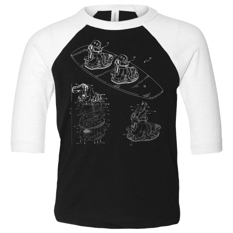 Wakeboard Blueprint Shirt   Wakeboarding Boat Wake Board Tee Toddler 3/4 Sleeve Tee | Artistshot