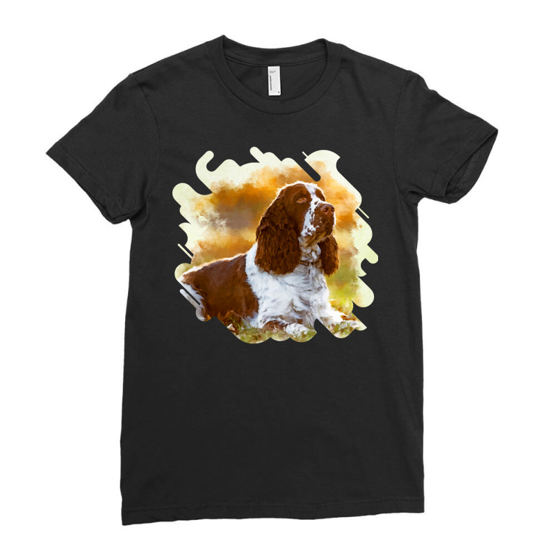 Dog English Cocker Spaniel Dog Digital Art Puppy Animal Paw Ladies Fitted T-Shirt by peafowl | Artistshot