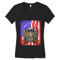 Football Sheep Football Usa Flag Merica Farm Animal Football 228 Women's V-neck T-shirt | Artistshot