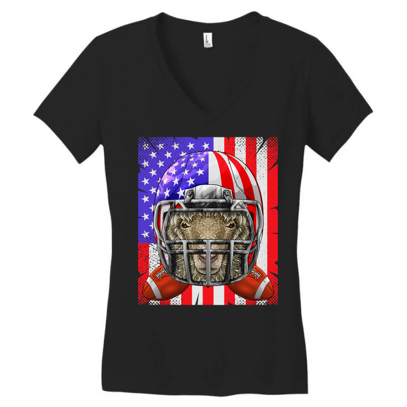 Football Sheep Football Usa Flag Merica Farm Animal Football 228 Women's V-Neck T-Shirt by peafowl | Artistshot