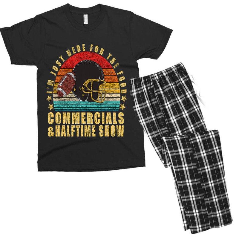 Funny Football Just Here For Food Commercials Halftime Show Men's T-shirt Pajama Set by peafowl | Artistshot