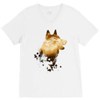 Husky Dog Silhouette  American Husky  Siberian Husky T Shirt V-neck Tee | Artistshot