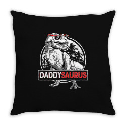 daddy saurus t rex dinosaur men father's day family matching premium t Throw Pillow | Artistshot