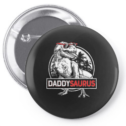 daddy saurus t rex dinosaur men father's day family matching premium t Pin-back button | Artistshot