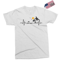 Heartbeat With Tropical Palm Trees Beach Island And Dolphin T Shirt Exclusive T-shirt | Artistshot