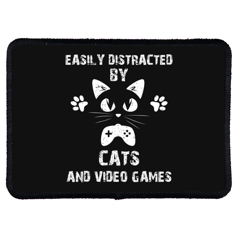 Custom Easily Distracted By Cats And Video Games Funny Cats Lovers T Shirt  Rectangle Patch By Luantruong - Artistshot