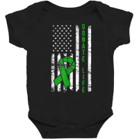 Distressed Donate Life Usa Flag Organ Kidney Donor Ribbon T Shirt Baby Bodysuit | Artistshot