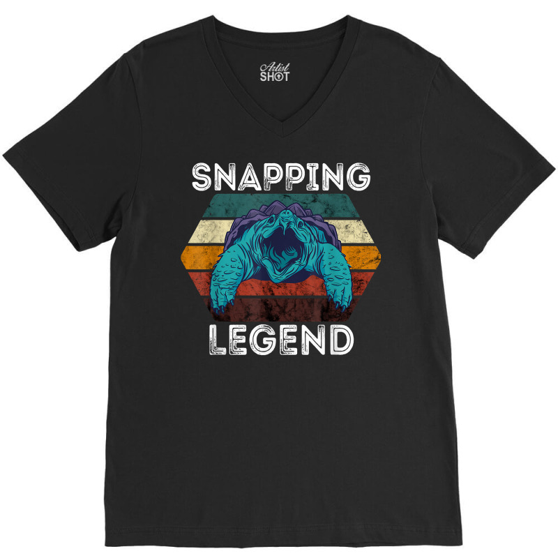 Snapping Legend Aligator Snapping Turtle Retro Reptile Lover T Shirt V-neck Tee | Artistshot