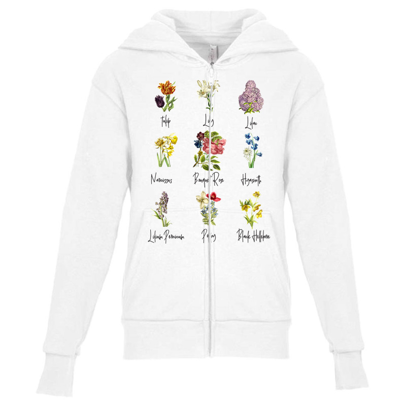 Vintage Botanical Floral Flower Garden Chart Shirt Tshirt T Shirt Youth Zipper Hoodie by milkeyderamse | Artistshot