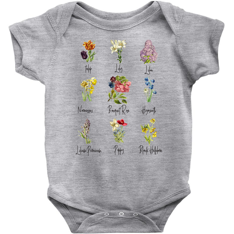 Vintage Botanical Floral Flower Garden Chart Shirt Tshirt T Shirt Baby Bodysuit by milkeyderamse | Artistshot