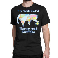 Funny World Is A Cat Playing Map T Shirt Classic T-shirt | Artistshot