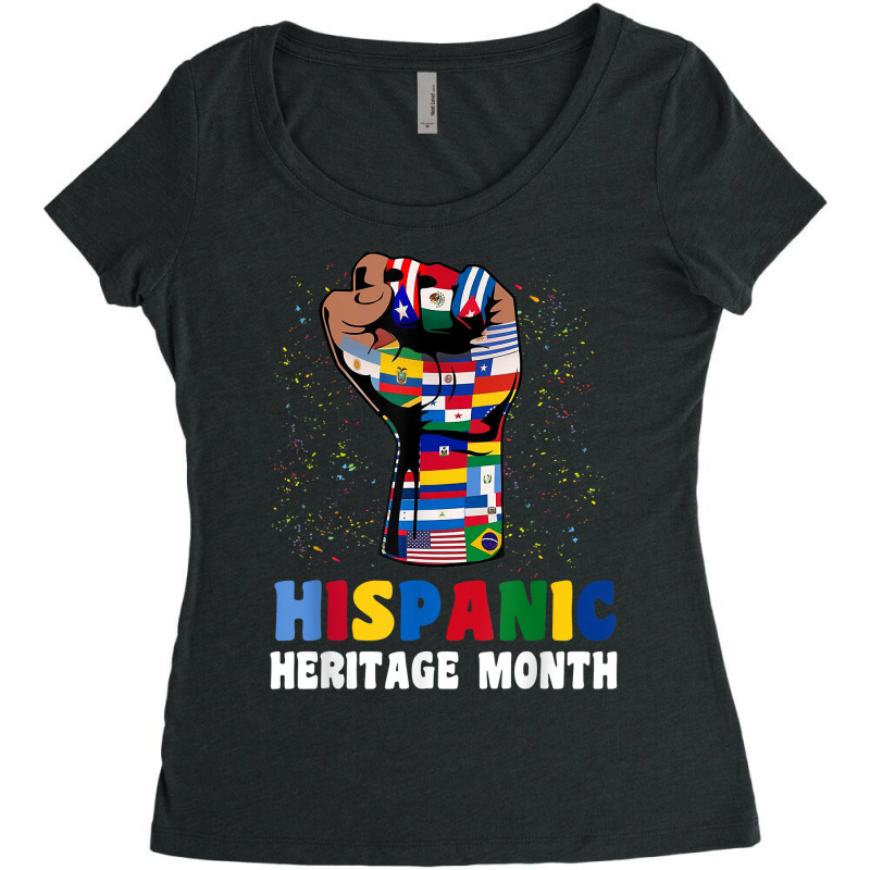 Hispanic Heritage Month Colorful Countries Flags Latinx Hand T Shirt Women's Triblend Scoop T-shirt by klezgbnist | Artistshot