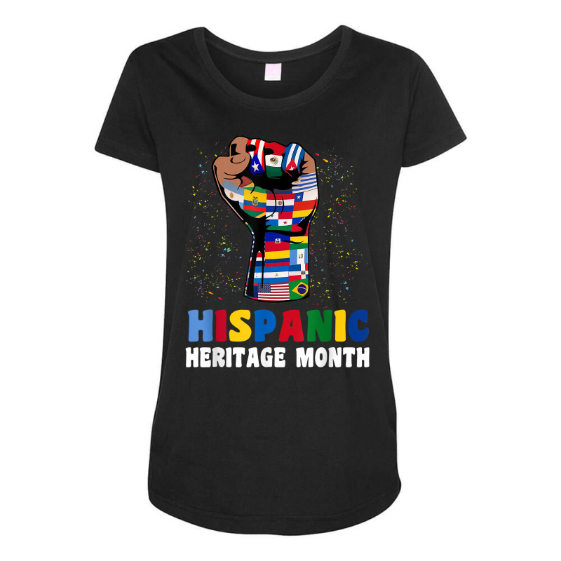 Hispanic Heritage Month Colorful Countries Flags Latinx Hand T Shirt Maternity Scoop Neck T-shirt by klezgbnist | Artistshot