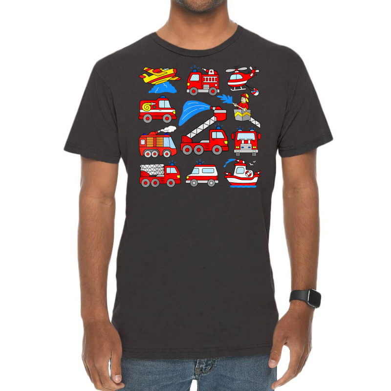 Firetrucks Toddler Rescue Vehicles Fireman Trucks Boat Plane T Shirt Vintage T-shirt | Artistshot