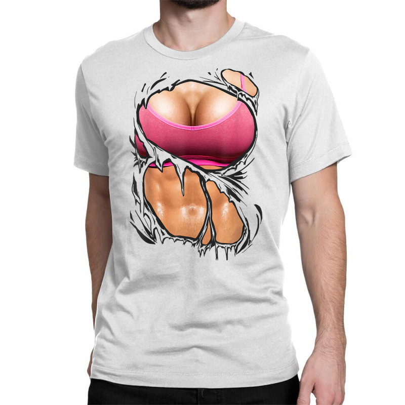 Womens Fake Six Pack Abs Bikini Body Fake Big Boobs T Shirt Classic  T-shirt. By Artistshot