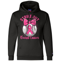 Womens Strike Out Breast Cancer Awareness Day Pink Ribbon Baseball Champion Hoodie | Artistshot