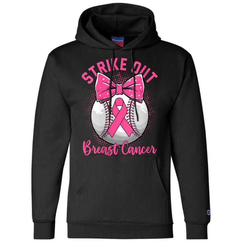 Womens Strike Out Breast Cancer Awareness Day Pink Ribbon Baseball Champion Hoodie by LaytonDesign | Artistshot