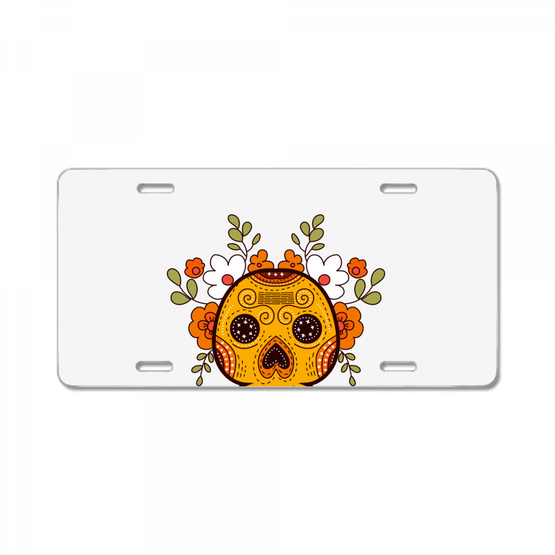 Orange Skull License Plate | Artistshot