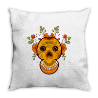 Orange Skull Throw Pillow | Artistshot