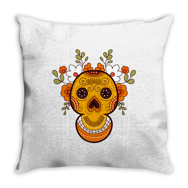 Orange Skull Throw Pillow | Artistshot