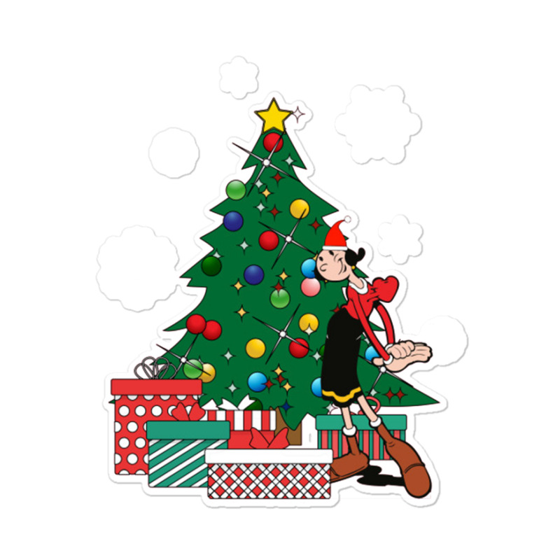 Olive Oyl Around The Christmas Tree Popeye Sticker | Artistshot